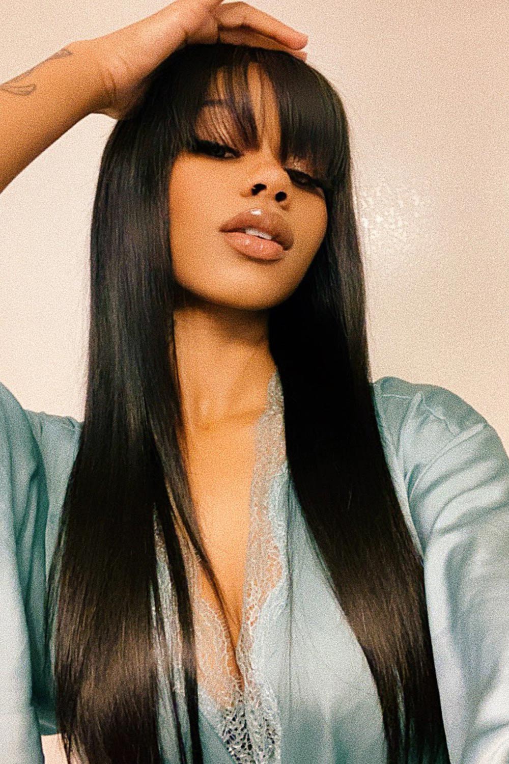 360 Lace Straight Wigs with Bangs Human Hair 3602 - Image 3