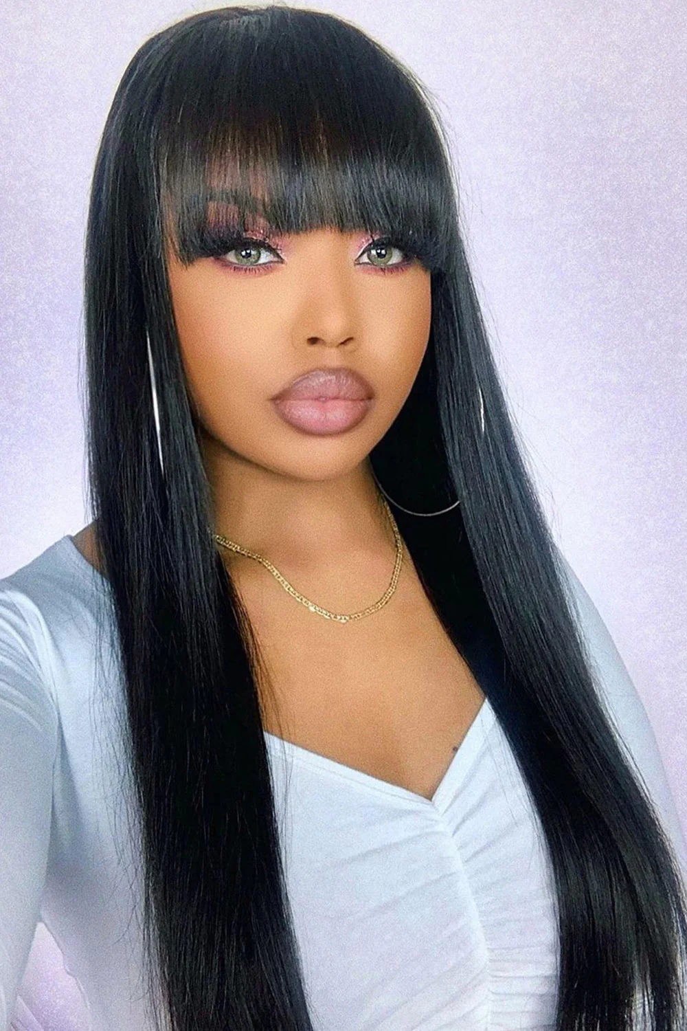 360 Lace Straight Wigs with Bangs Human Hair 3602 - Image 6