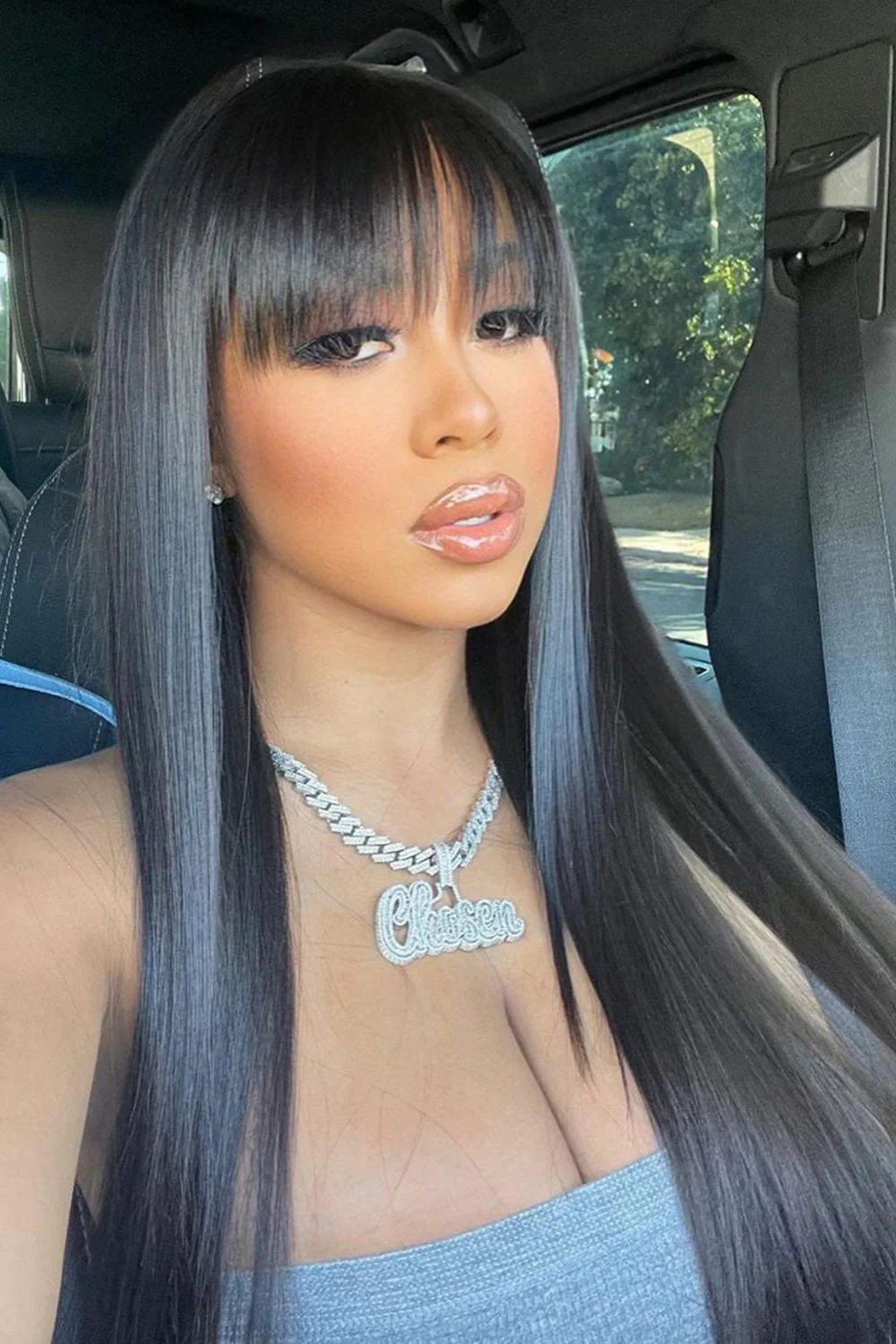 360 Lace Straight Wigs with Bangs Human Hair 3602 - Image 7