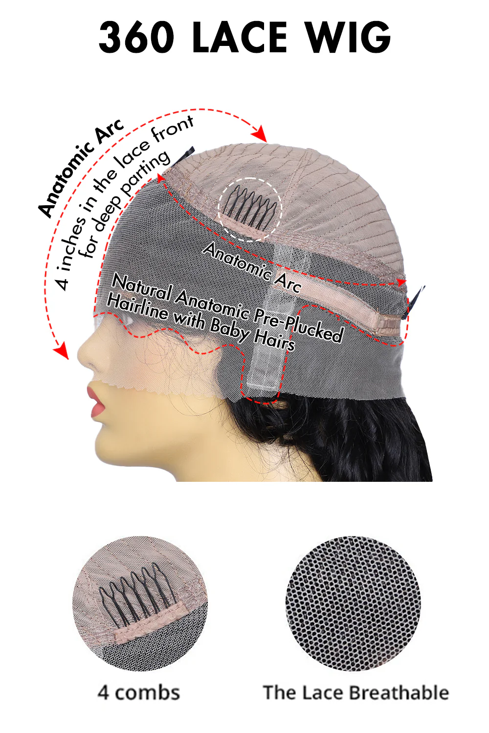 360 Lace Kinky Straight Human Hair Natural Color 3607 - Image 14