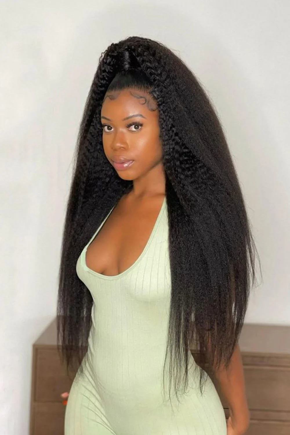 360 Lace Kinky Straight Human Hair Natural Color 3607 - Image 3